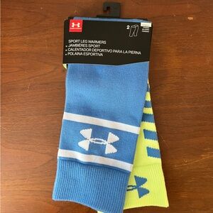 Under Armour Women’s Blue and Neon Yellow Sport Leg Warmers - 2 Pairs